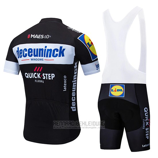 2019 Fahrradbekleidung Deceuninck Quick Step Shwarz Wei Trikot Kurzarm und Tragerhose